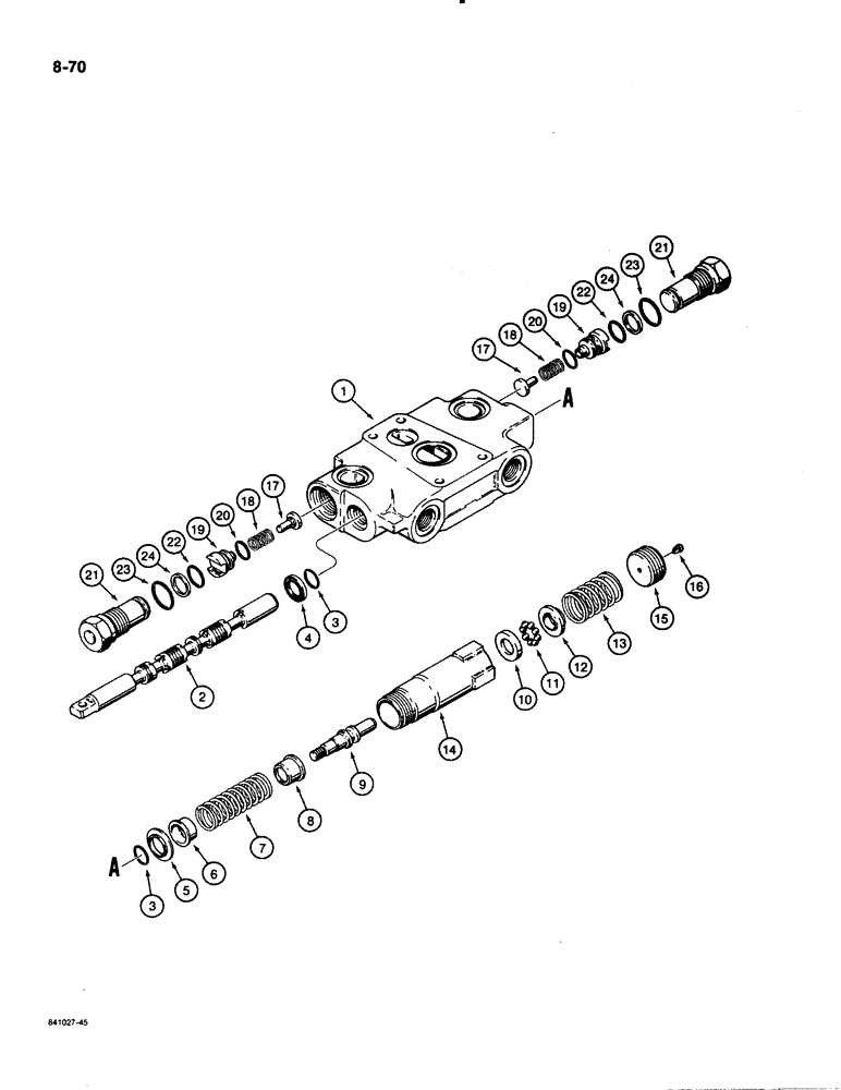 Схема запчастей Case 480E - (8-070) - CASE LOADER CONTROL VALVE - TWO SPOOL, LIFT SECTION (08) - HYDRAULICS