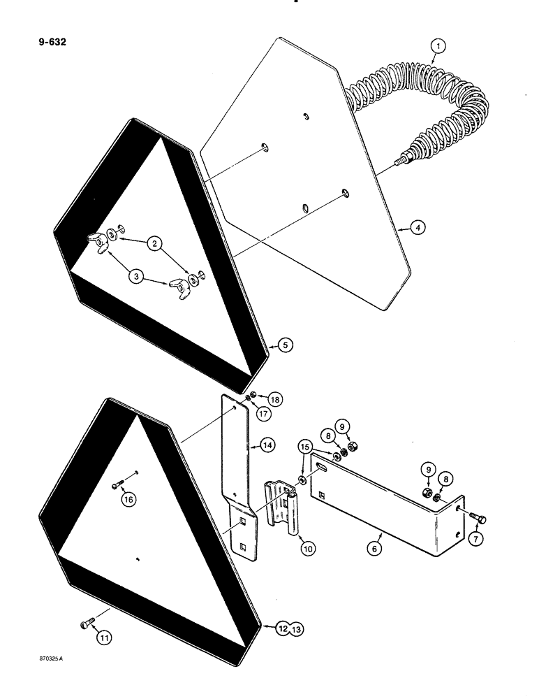 Схема запчастей Case 580K - (09-632) - SLOW MOVING VEHICLE EMBLEM, USED ON MODELS WITH AND WITHOUT BACKHOE (09) - CHASSIS/ATTACHMENTS