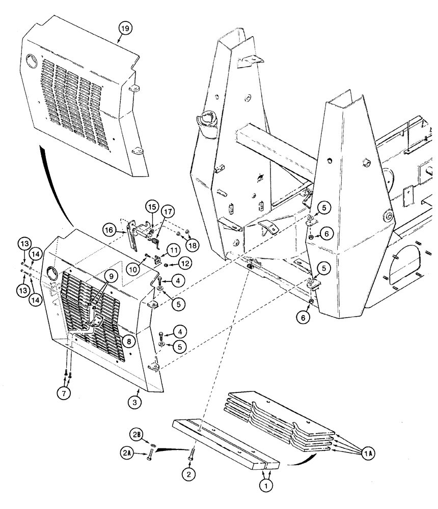 Схема запчастей Case 1835C - (9-22) - REAR COUNTERWEIGHT AND SWING OUT DOOR (09) - CHASSIS/ATTACHMENTS