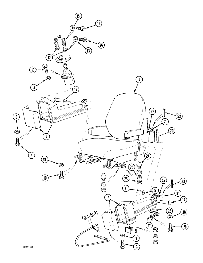 Схема запчастей Case 170C - (9-030) - HAND CONTROL VALVE CONSOLES, P.I.N. 74501 THROUGH 74634 (09) - CHASSIS