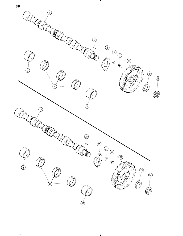 Схема запчастей Case 585C - (036) - CAMSHAFT, 207 DIESEL ENGINE, ENGINE SERIAL NO. 2850355 AND AFTER, PRIOR TO ENGINE SERIAL NO 2850355 (10) - ENGINE