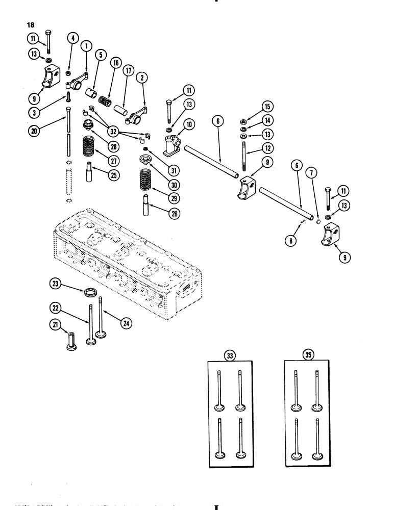 Схема запчастей Case 1845B - (018) - VALVE MECHANISM, 159 SPARK IGNITION ENGINE (02) - ENGINE