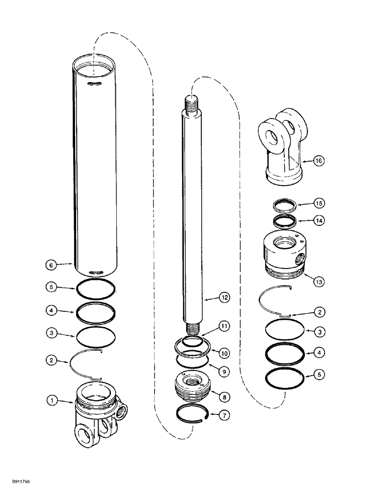 Схема запчастей Case 1838 - (8-58) - STABILIZER CYLINDER, D100 OR D100XR BACKHOES WITH FOLD DOWN STABILIZER (08) - HYDRAULICS