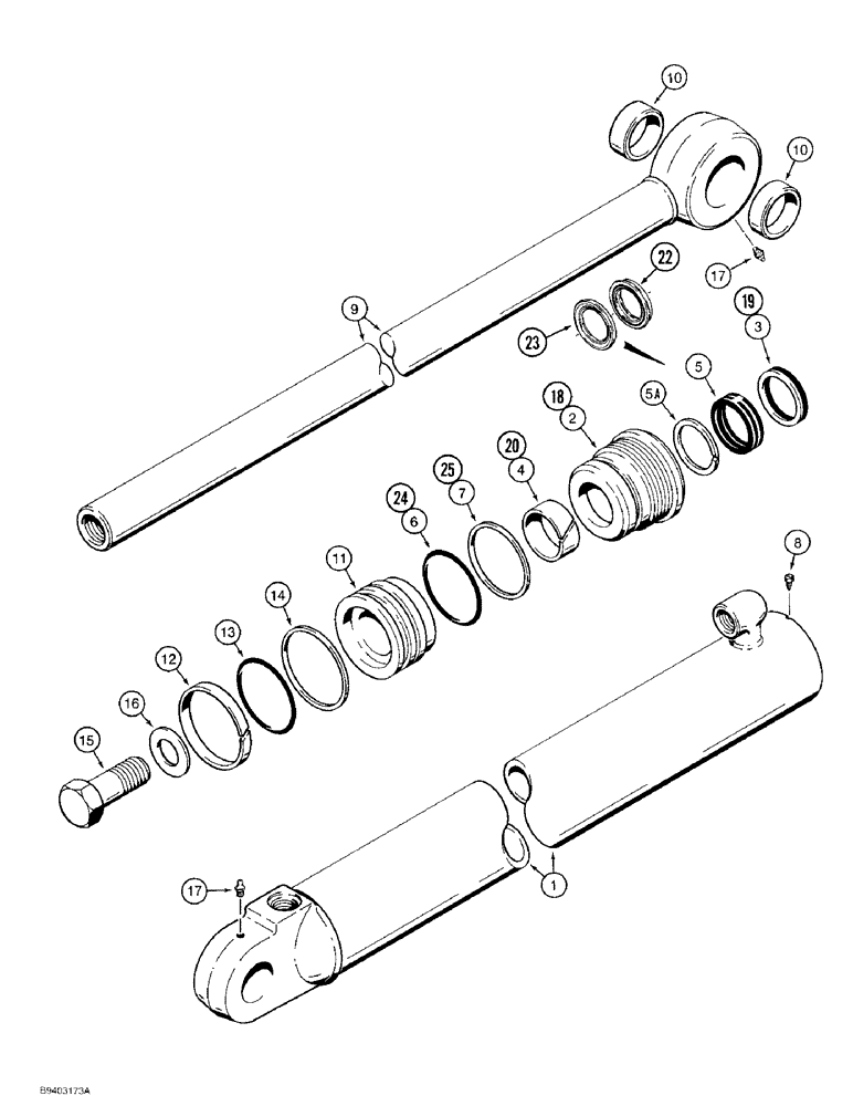 Схема запчастей Case 480F - (8-136) - 1980159C1 DIPPER CYLINDER, 14 FOOT BACKHOE MODELS (08) - HYDRAULICS