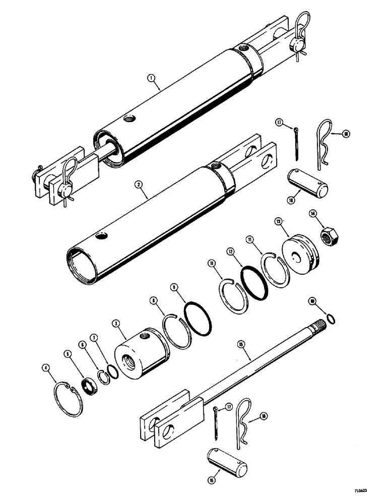 Схема запчастей Case 1700-SERIES - (232) - T50162 CASTER WHEEL CYLINDER, 2-1/2" I.D. CYLINDER WITH 8" STROKE AND 7/8" O.D. ROD (35) - HYDRAULIC SYSTEMS