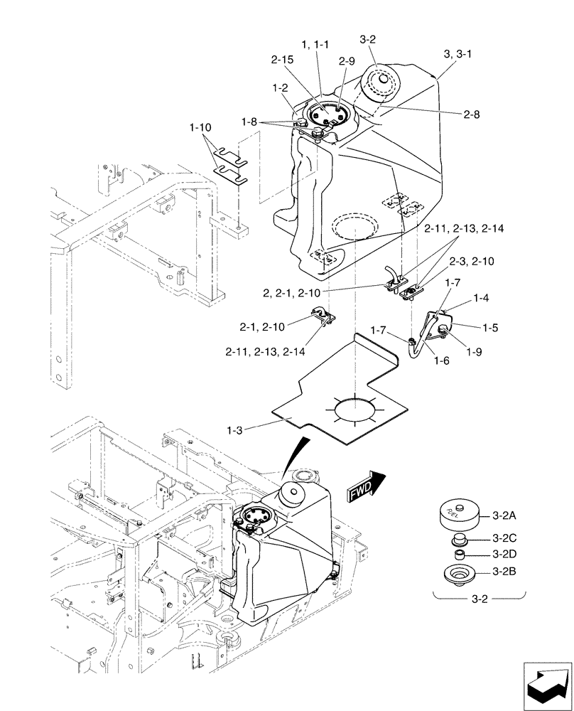 Схема запчастей Case CX17B - (01-014) - TANK INSTAL, FUEL (10) - ENGINE