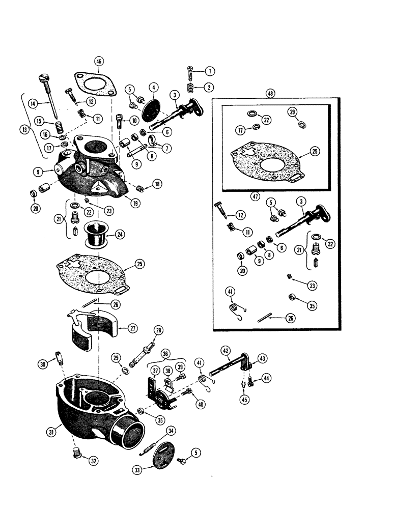 Схема запчастей Case 680CK - (052) - CARBURETOR, (251) SPARK IGNITION ENGINE 