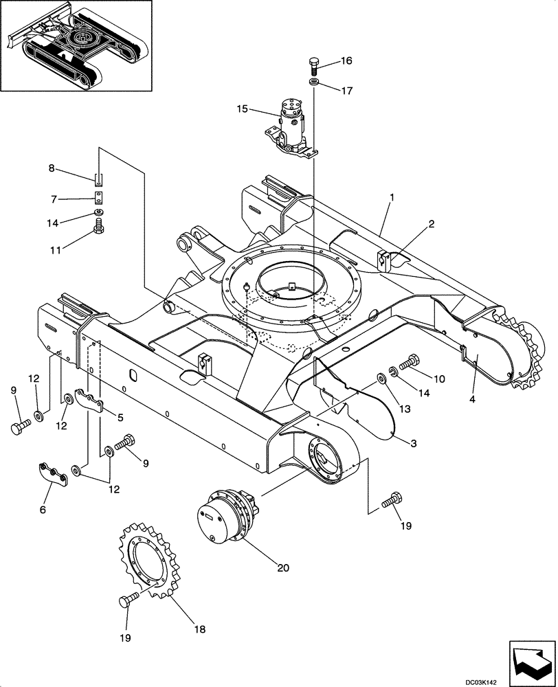 Схема запчастей Case CX47 - (05-01[00]) - UNDERCARRIAGE (11) - TRACKS/STEERING