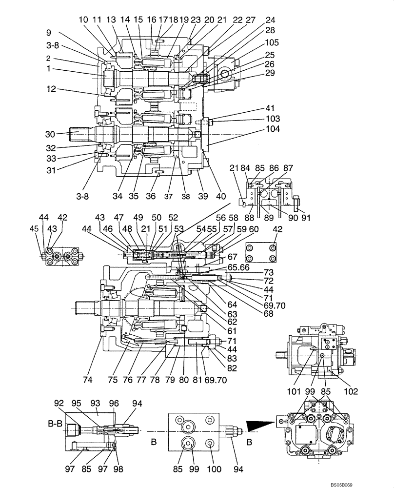 Схема запчастей Case CX225SR - (08-03) - PUMP ASSY, HYDRAULIC (08) - HYDRAULICS