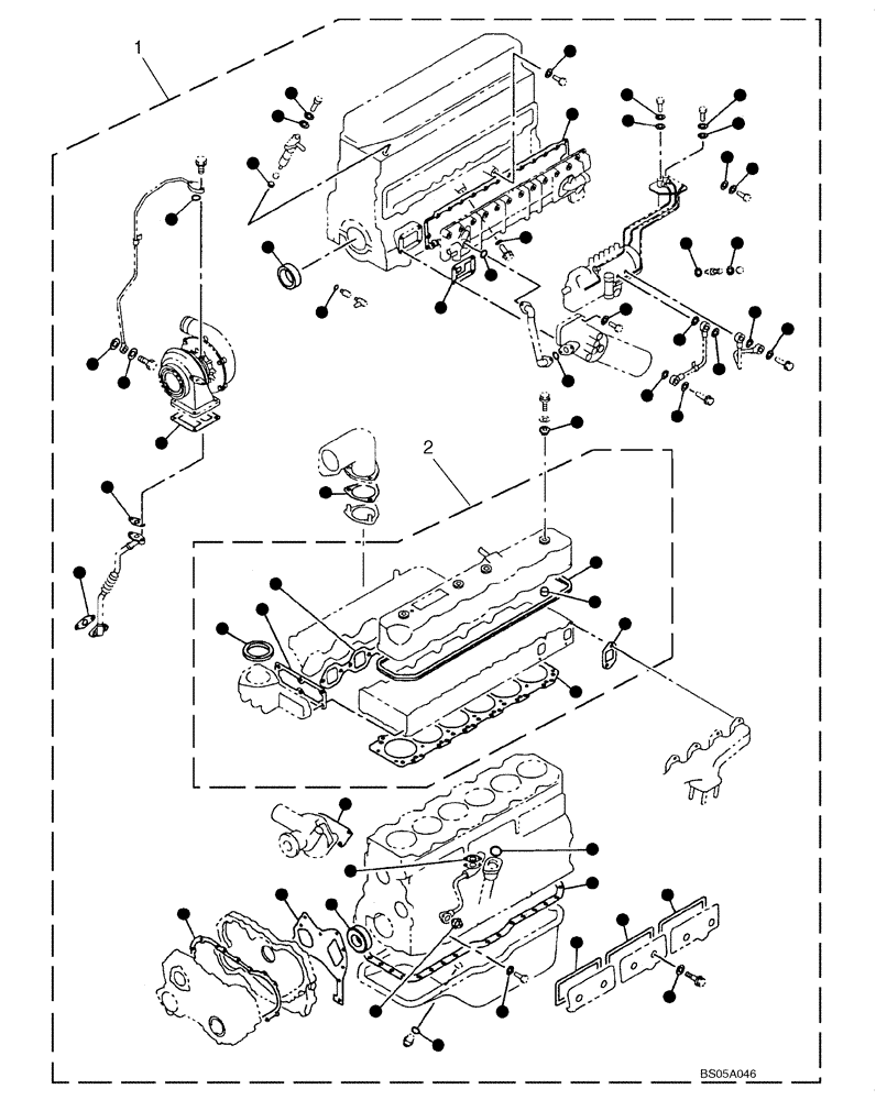 Схема запчастей Case CX225SR - (02-27) - PACKAGE, SEALS - ENGINE (02) - ENGINE