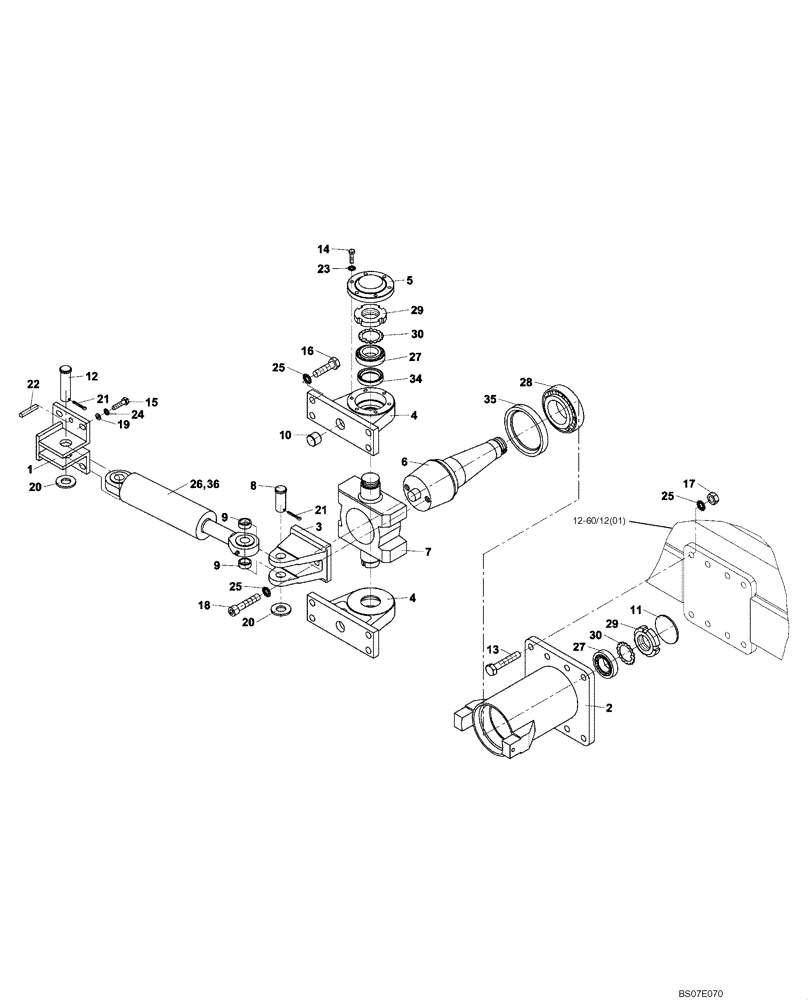 Схема запчастей Case DV201 - (06-65/124[01]) - STEERING CYLINDER AND CHASSIS OSCILLATION (GROUP 65/124) (05) - STEERING