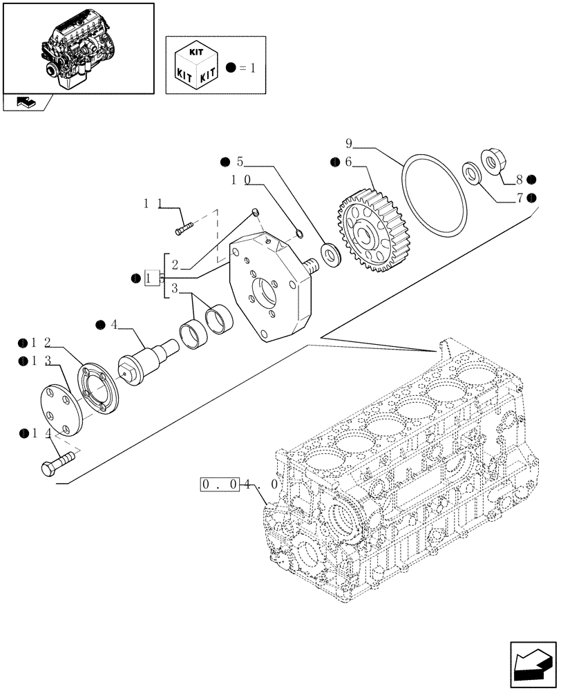 Схема запчастей Case F3BE0684J E902 - (0.35.0) - AUXILIARY DRIVE GEAR & COVER (500387625) 