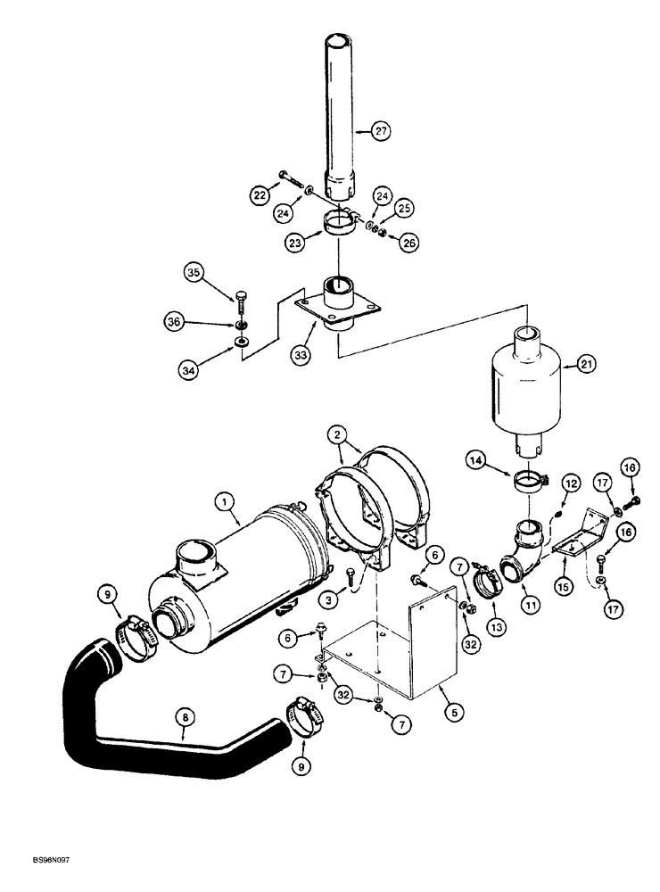 Схема запчастей Case 1150G - (2-013A) - AIR CLEANER AND MUFFLER, JJG0218023 AND JJG0218479 AND AFTER (01) - ENGINE