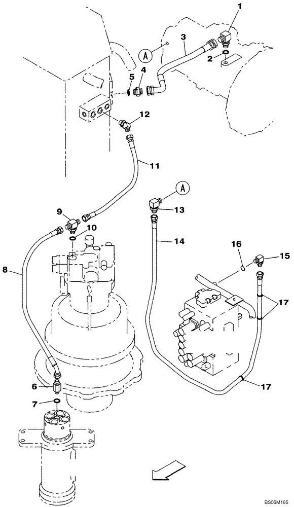 Схема запчастей Case CX290B - (08-08) - HYDRAULICS - DRAIN LINE (08) - HYDRAULICS