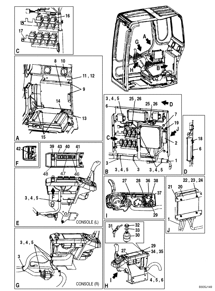 Схема запчастей Case CX135SR - (04-05) - HARNESS - OPERATORS COMPARTMENT (04) - ELECTRICAL SYSTEMS