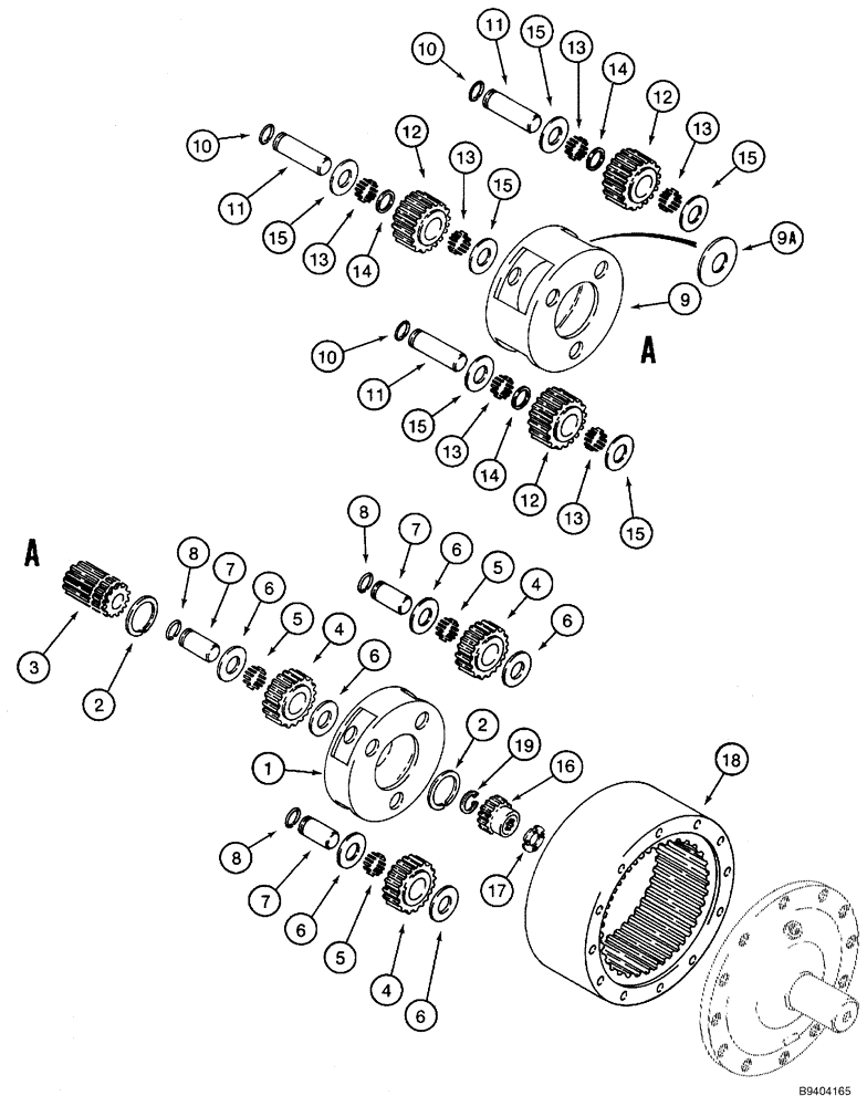 Схема запчастей Case 960 - (09-33) - PLANETARY ASSY DRIVE, TRENCHER (09) - CHASSIS