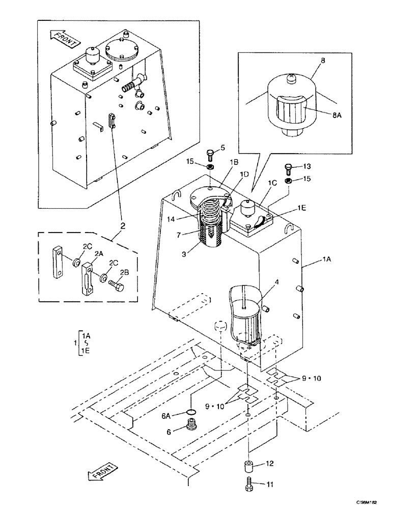 Схема запчастей Case 9007B - (8-002) - HYDRAULIC RESERVOIR (08) - HYDRAULICS