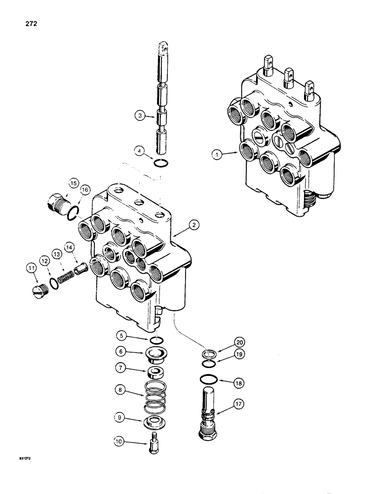 Схема запчастей Case SD100 - (272) - H595041 CONTROL VALVE, THREE SPOOL (35) - HYDRAULIC SYSTEMS