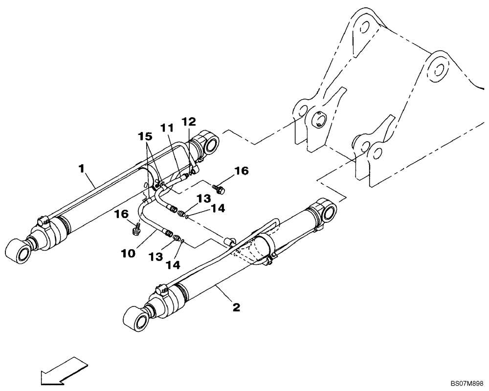 Схема запчастей Case CX135SR - (08-77) - HYDRAULICS - BOOM CYLINDER, MODELS WITHOUT LOAD HOLD (08) - HYDRAULICS