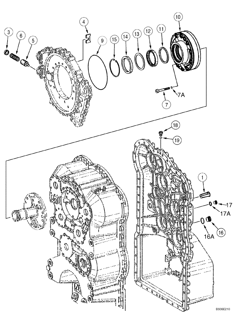 Схема запчастей Case 821E - (06-17) - TRANSMISSION - VALVE, REGULATOR AND OIL PUMP - PRIOR TO P.I.N. N7F203144 (06) - POWER TRAIN