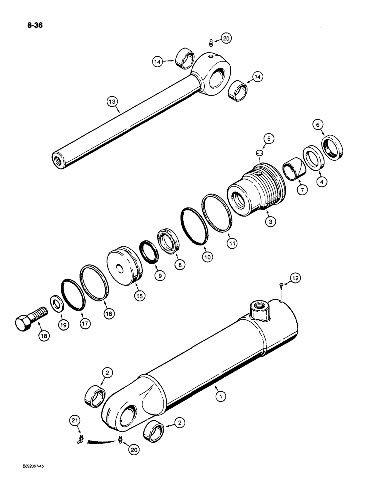 Схема запчастей Case W14C - (8-36) - GRAPPLE CYLINDER (08) - HYDRAULICS