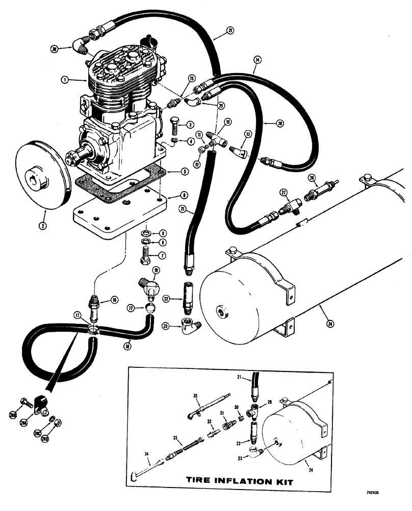 Схема запчастей Case W20 - (177A) - BRAKE SYSTEM L57774 AIR COMPRESSOR AND RELATED PARTS (07) - BRAKES