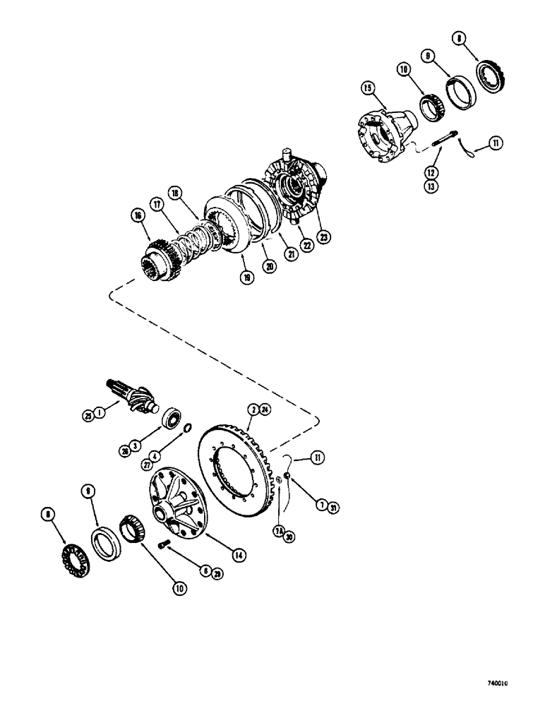 Схема запчастей Case 800 - (160) - PR130 DIFFERENTIAL, NO-SPIN, PINION, RING GEAR AND DIFFERENTIAL CASE (03) - TRANSMISSION