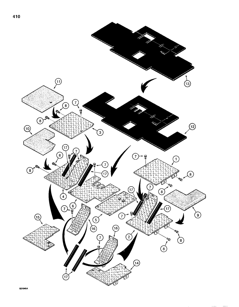 Схема запчастей Case 1150D - (410) - FLOOR PLATES AND FLOORMAT (09) - CHASSIS/ATTACHMENTS