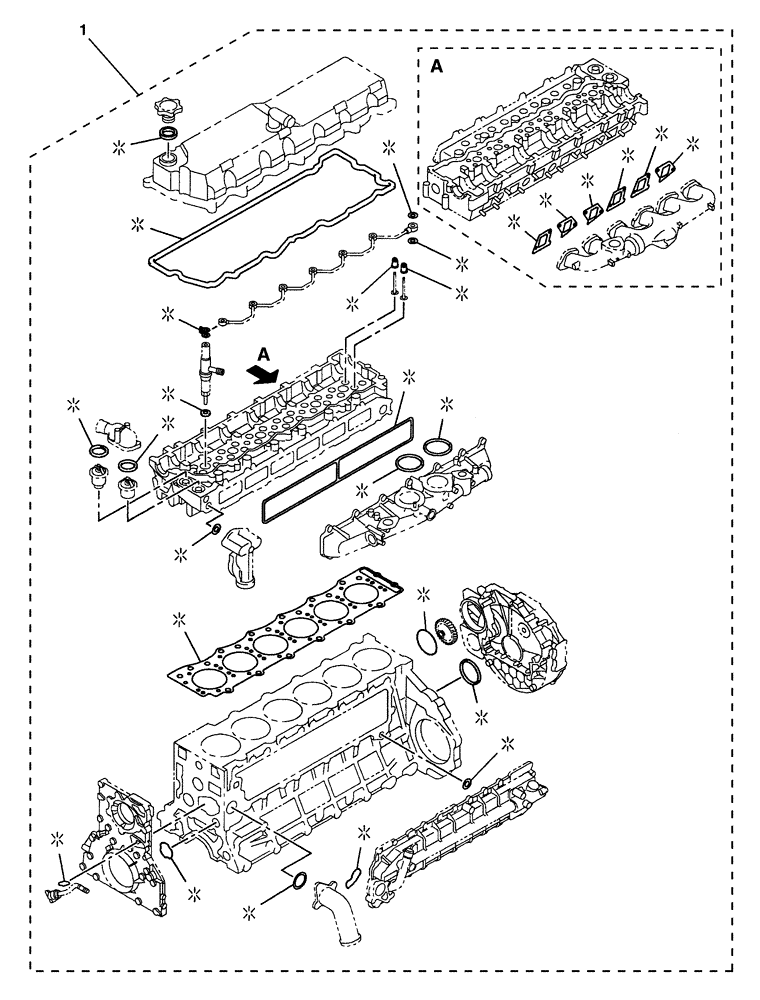 Схема запчастей Case CX350 - (02-053-00[01]) - PACKAGE, SEALS - ENGINE (03) - FUEL SYSTEM