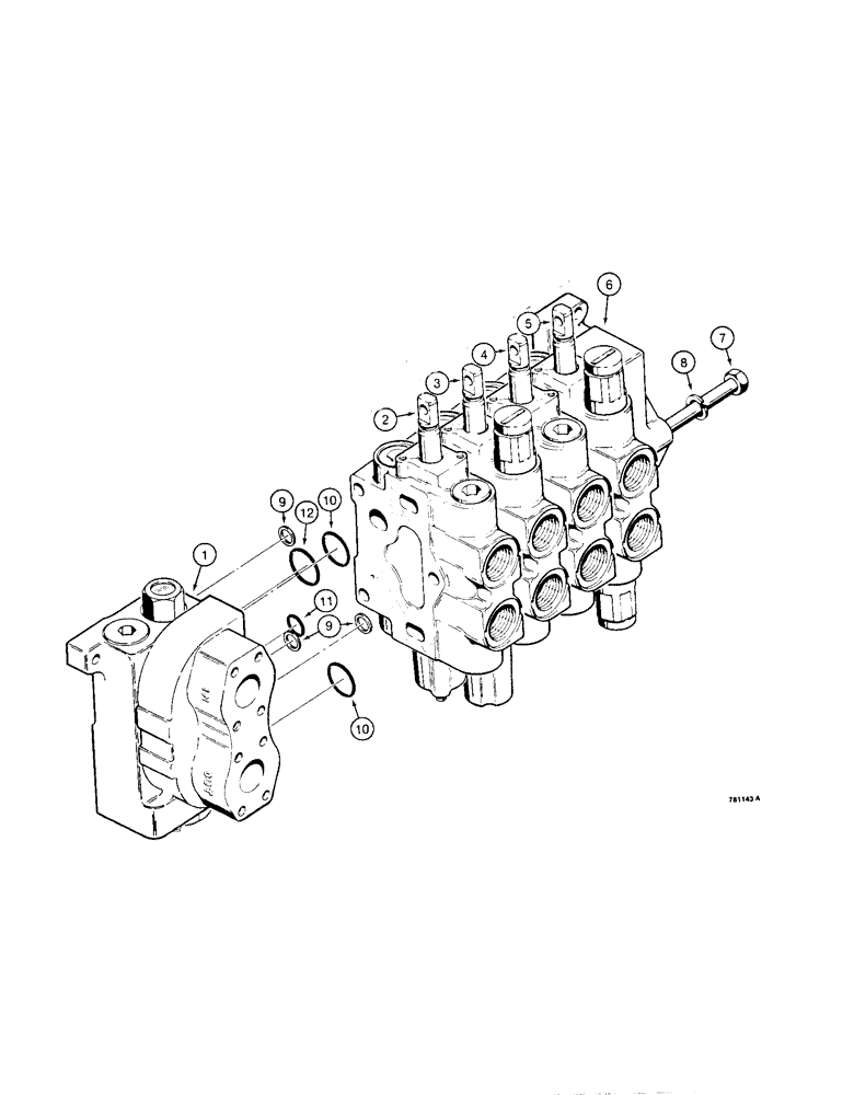 Схема запчастей Case 1150D - (330[1]) - R45517 FOUR SPOOL VALVE ANGLE TILT PITCH DOZER WITH RIPPER (08) - HYDRAULICS