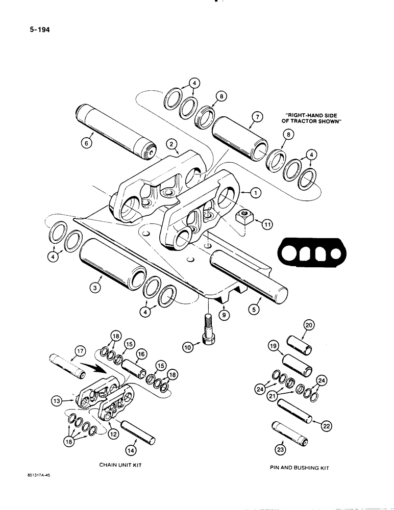 Схема запчастей Case 1455B - (5-194) - R50502 STANDARD SEALED TRACK CHAIN, IF USED (11) - TRACKS/STEERING