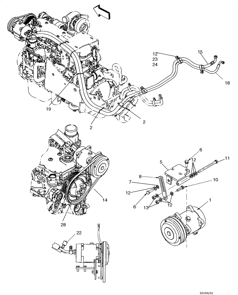 Схема запчастей Case 850L - (09-35) - CAB- AIR CONDITIONING COMPRESSOR (09) - CHASSIS/ATTACHMENTS