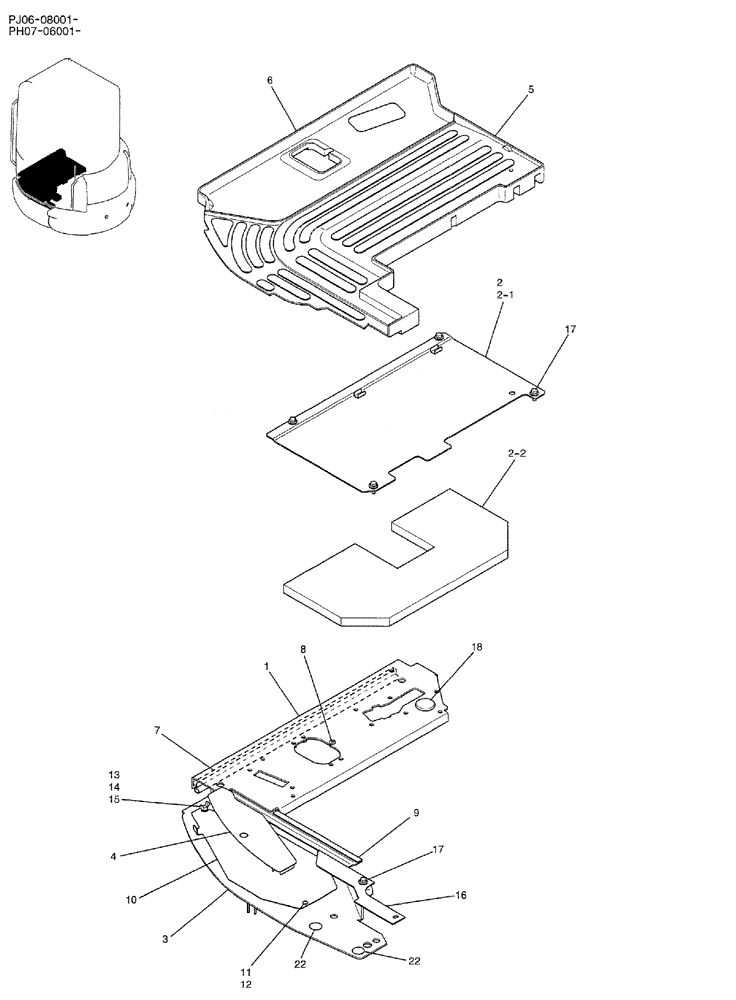 Схема запчастей Case CX50B - (01-049) - PLATE GROUP, FLOOR (CAB) (PH03M00079F1) (05) - SUPERSTRUCTURE