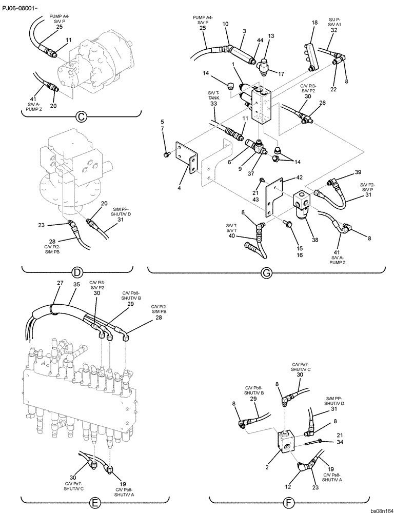 Схема запчастей Case CX50B - (05-005) - CONTROL LINES, REMOTE (COOLER) (PY64H00052F1) 2 OF 2 OPTIONAL PARTS