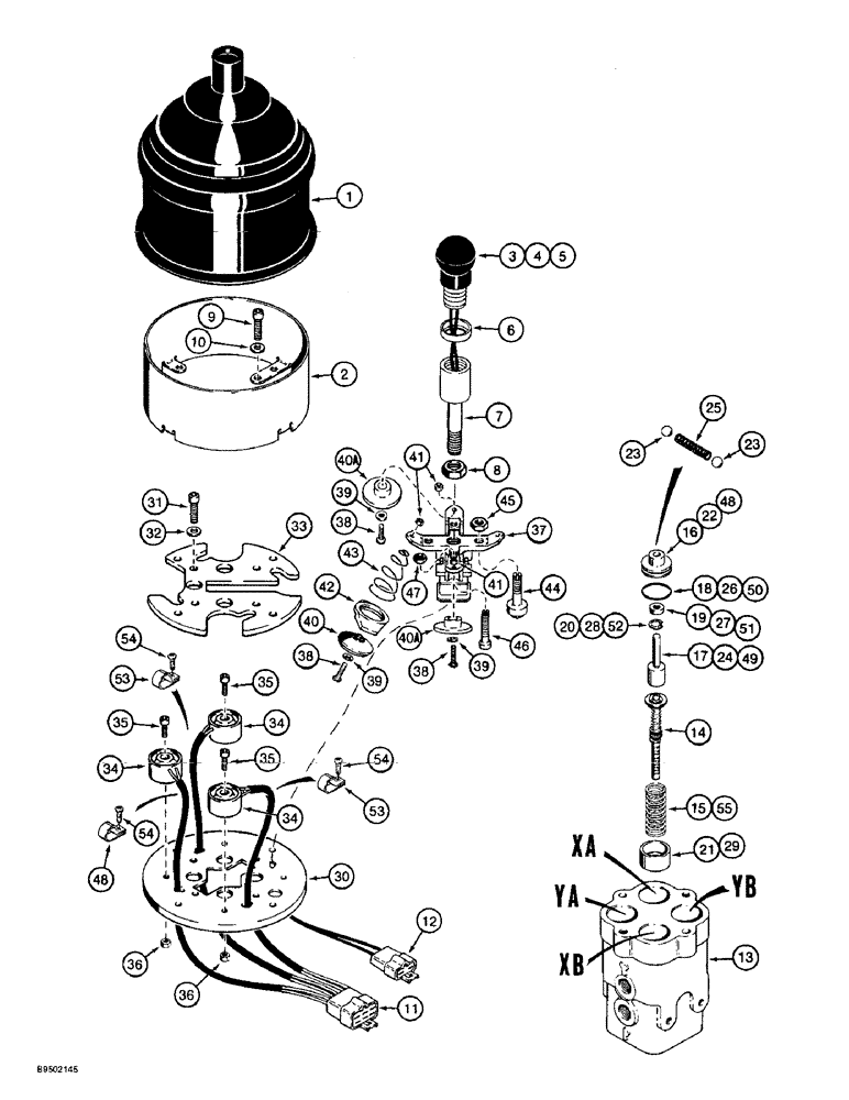 Схема запчастей Case 721B - (8-080) - SINGLE LEVER REMOTE CONTROL VALVE - 109508A1 (08) - HYDRAULICS