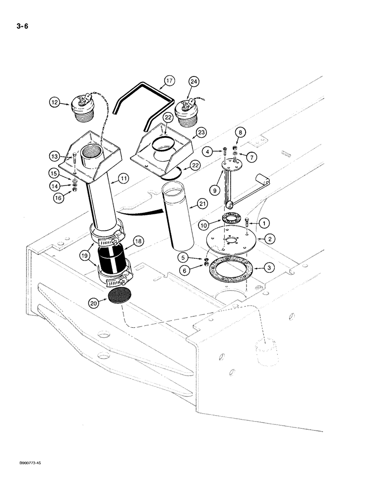 Схема запчастей Case 721 - (3-06) - FUEL TANK FILLER AND SENDER, PRIOR TO P.I.N. JAK0022432 (03) - FUEL SYSTEM