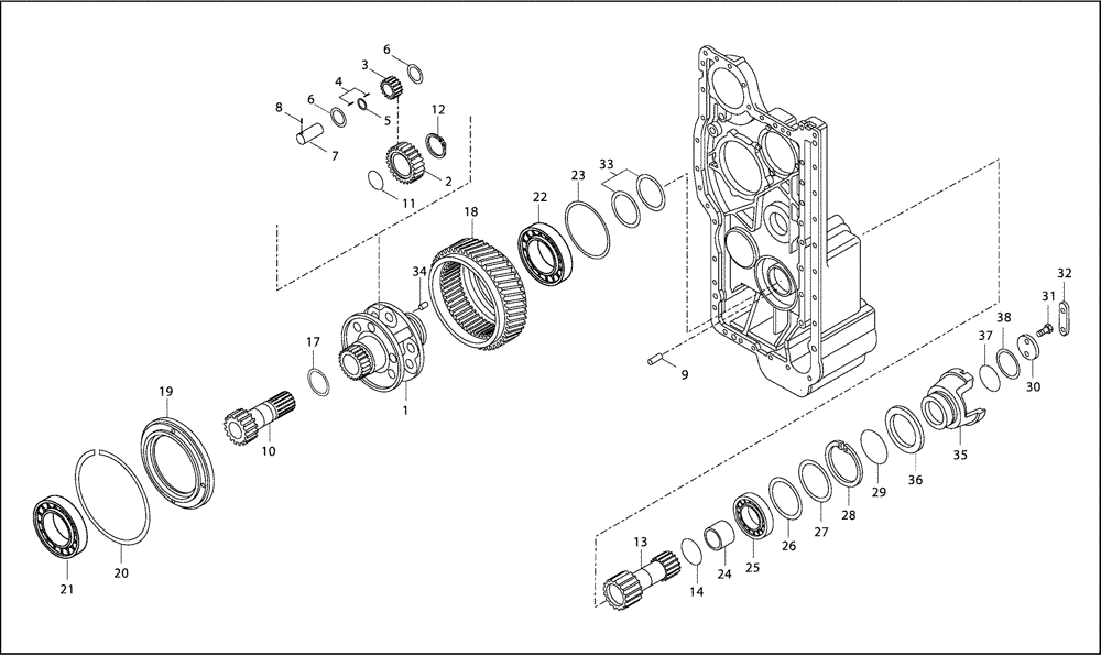 Схема запчастей Case 330B - (18A00000974[001]) - DIFFERENTIAL (87515040) (03) - Converter / Transmission