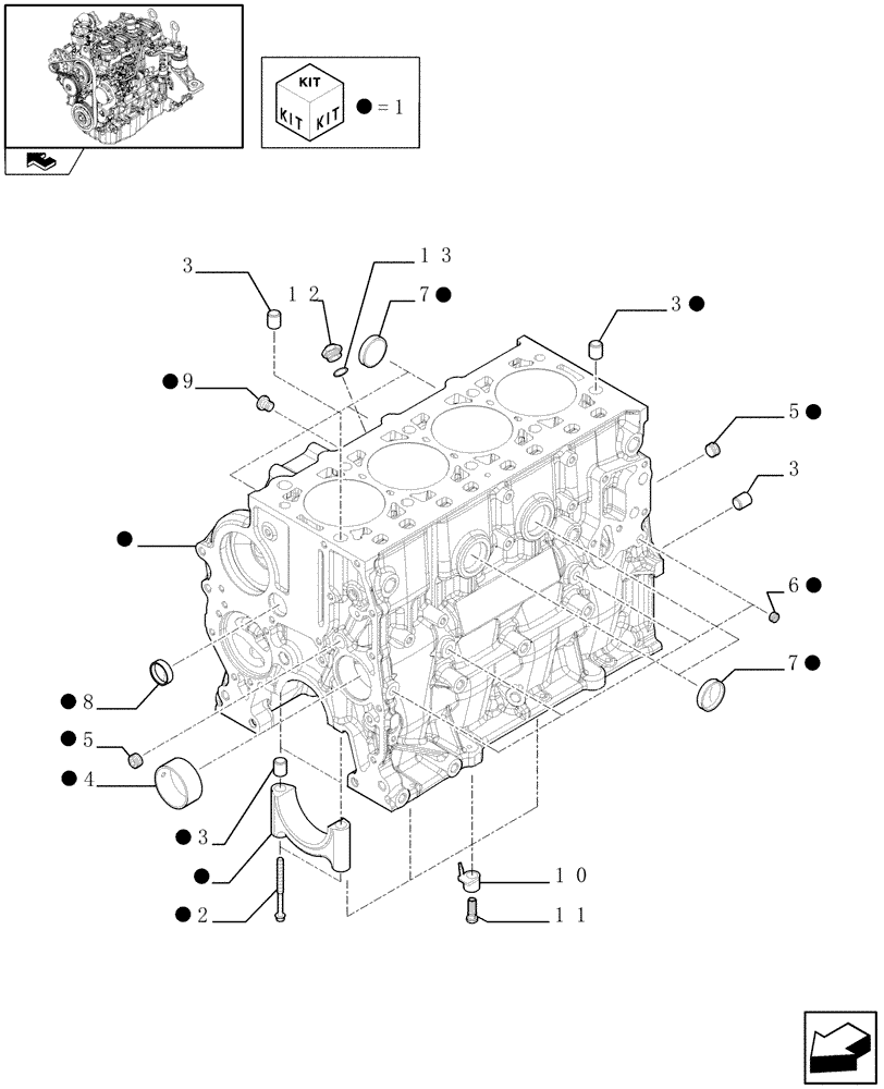 Схема запчастей Case F5CE9454E A002 - (0.04.0) - CYLINDER BLOCK & RELATED PARTS (504181441) 