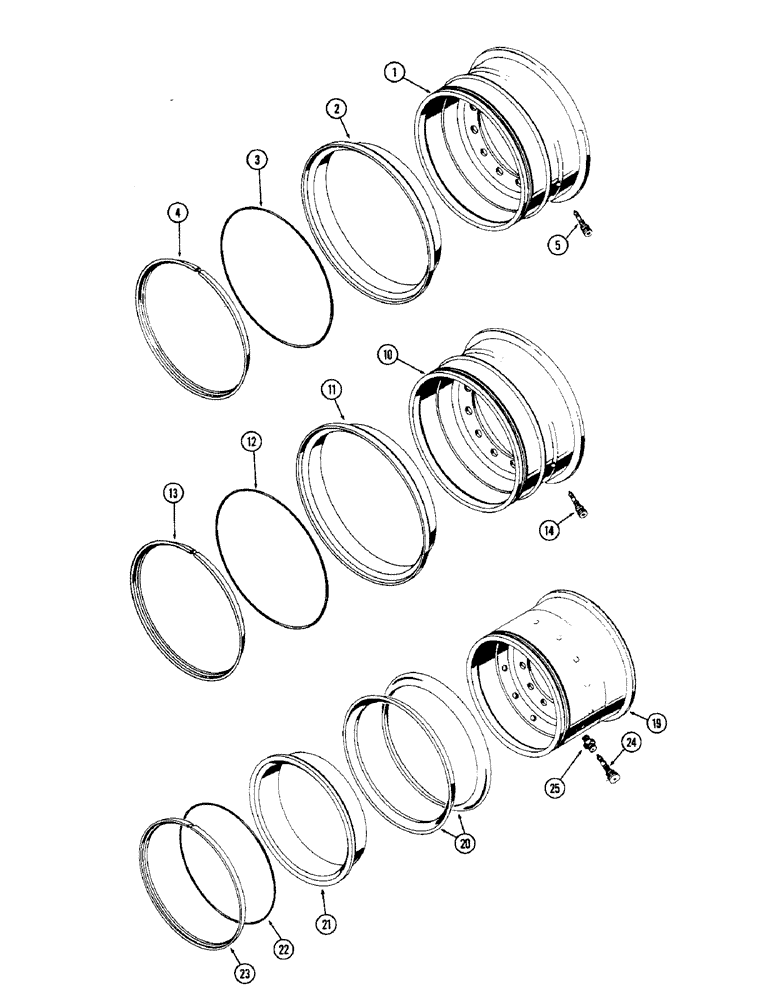 Схема запчастей Case W10 - (111A) - DRIVE WHEELS, FOR 14.00 X 24 TIRE (06) - POWER TRAIN