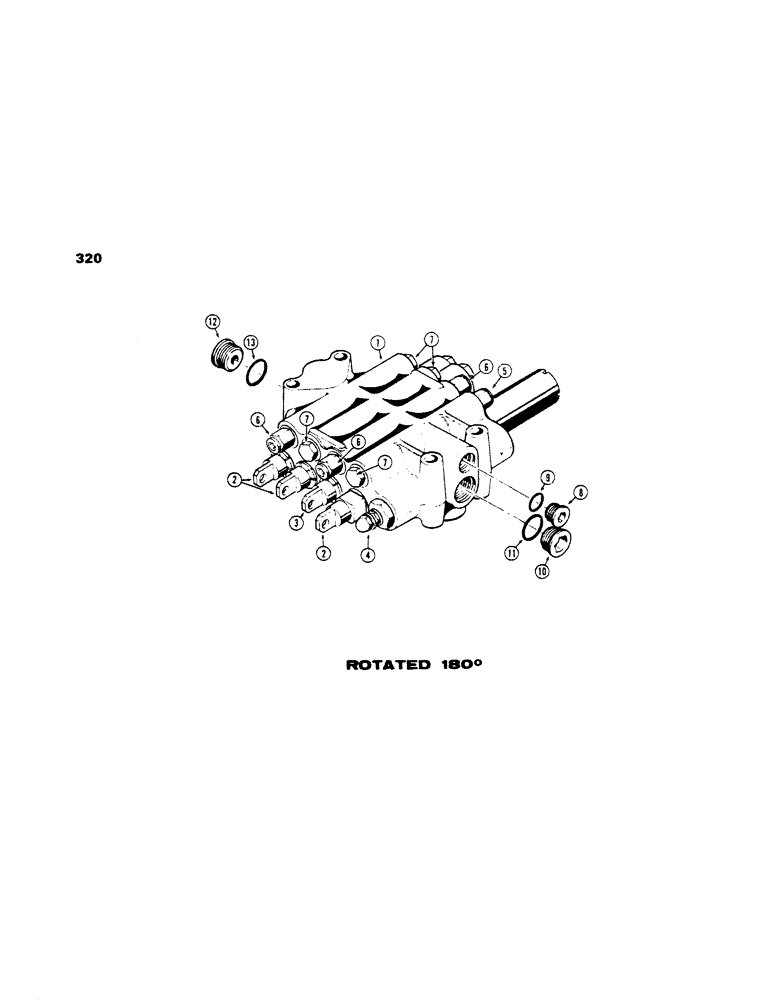 Схема запчастей Case 450 - (320[1]) - D45476 LOADER CONTROL VALVE, 4 SPOOL, USED ON MODELS WITHOUT RETURN TO DIG FEATURE (07) - HYDRAULIC SYSTEM