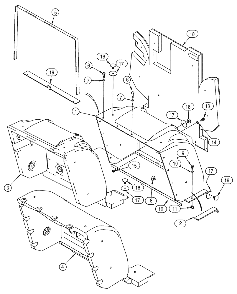 Схема запчастей Case 90XT - (09-42) - CANOPY, ROPS HEAT SHIELD (09) - CHASSIS