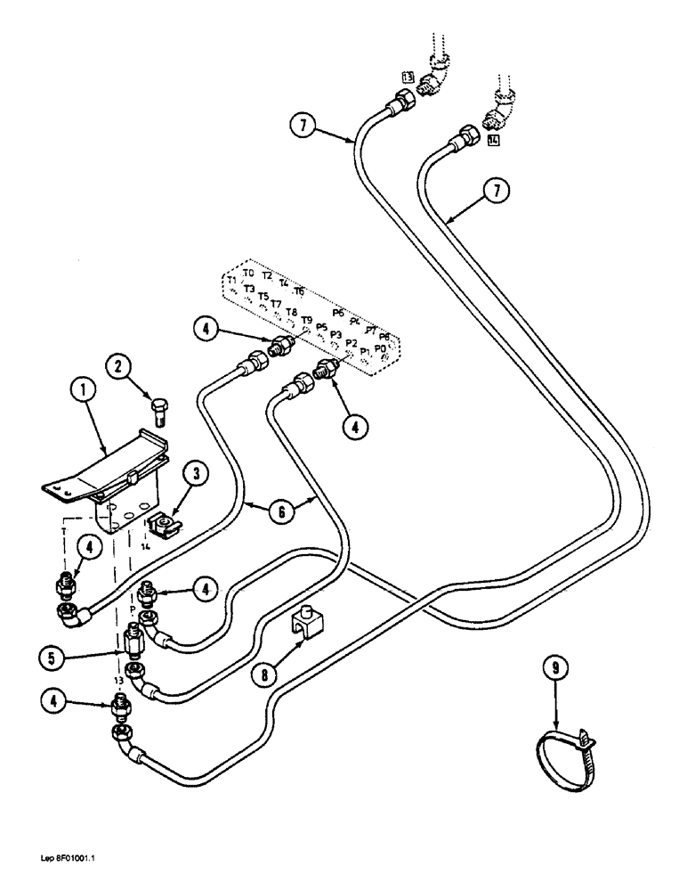 Схема запчастей Case 1088 - (8F-03A) - HYDRAULIC CONTROL CIRCUIT, MANIFOLD TO OPTION FOOT CONTROL VALVE P.I.N. FROM 20242 AND AFTER (08) - HYDRAULICS