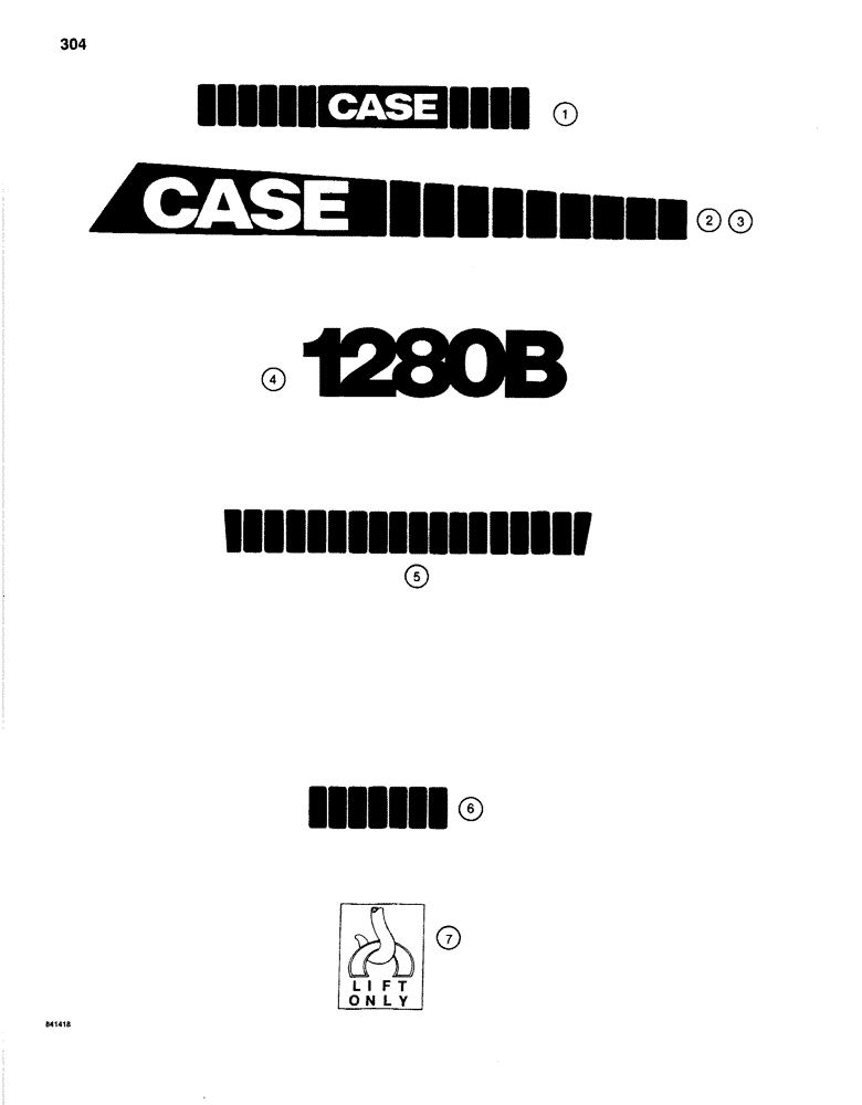 Схема запчастей Case 1280B - (304) - DECALS (09) - CHASSIS/ATTACHMENTS