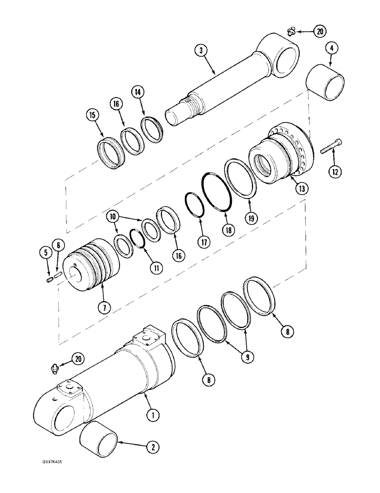 Схема запчастей Case 170C - (8-172) - ARM CYLINDER, P.I.N. 74501 THROUGH 74662, P.I.N. 02301 AND AFTER (08) - HYDRAULICS