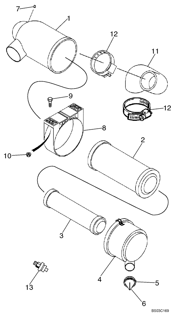 Схема запчастей Case 1840 - (02-03A) - AIR CLEANER - MOUNTING PARTS, 4-390 EMISSIONS CERTIFIED ENGINE (02) - ENGINE