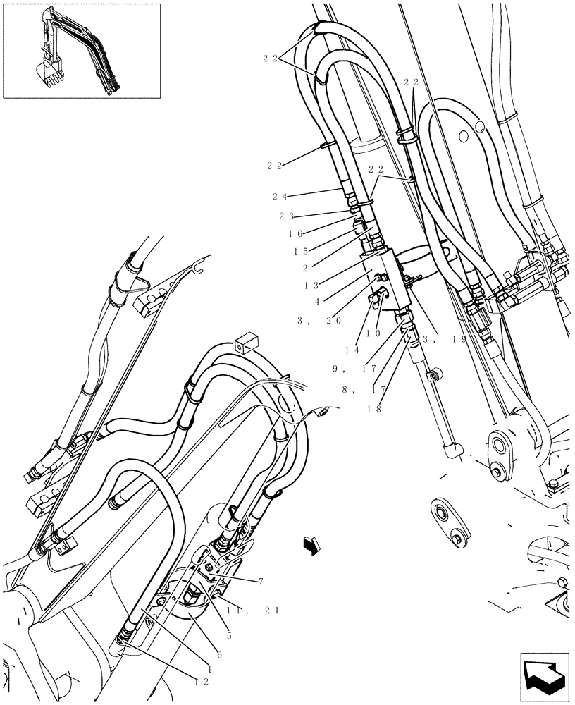 Схема запчастей Case CX31B - (857-18[1]) - HYD LINES, BOOM (BOOM & ARM SAFETY) (35) - HYDRAULIC SYSTEMS