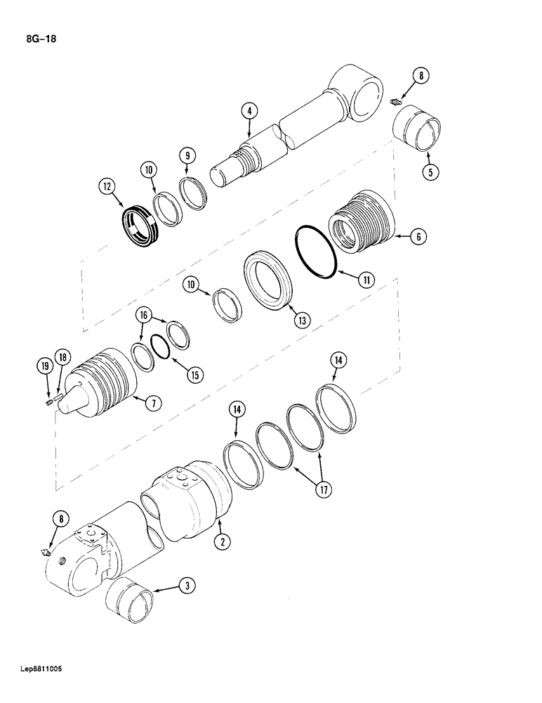 Схема запчастей Case 688 - (8G-18) - ARM CYLINDER (08) - HYDRAULICS