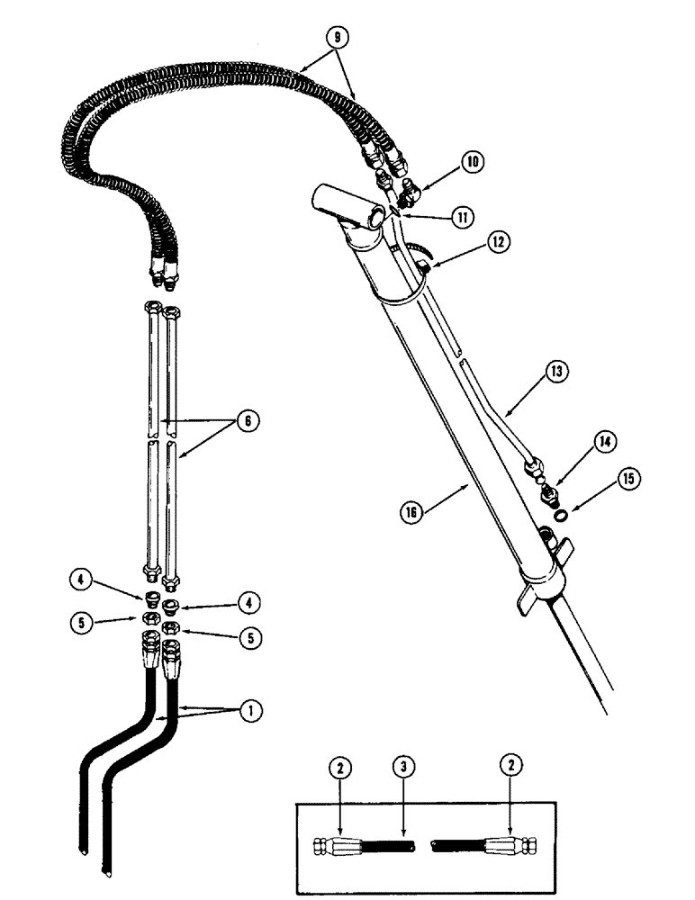 Схема запчастей Case 880 - (278) - EXTENSION CYLINDER HYDRAULICS, (USED WITH EXTENDAHOE) (07) - HYDRAULIC SYSTEM