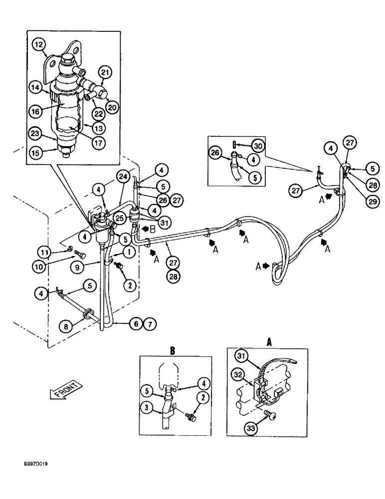 Схема запчастей Case 9030B - (3-04) - FUEL LINES, PRIOR TO P.I.N. DAC03#2001 (03) - FUEL SYSTEM