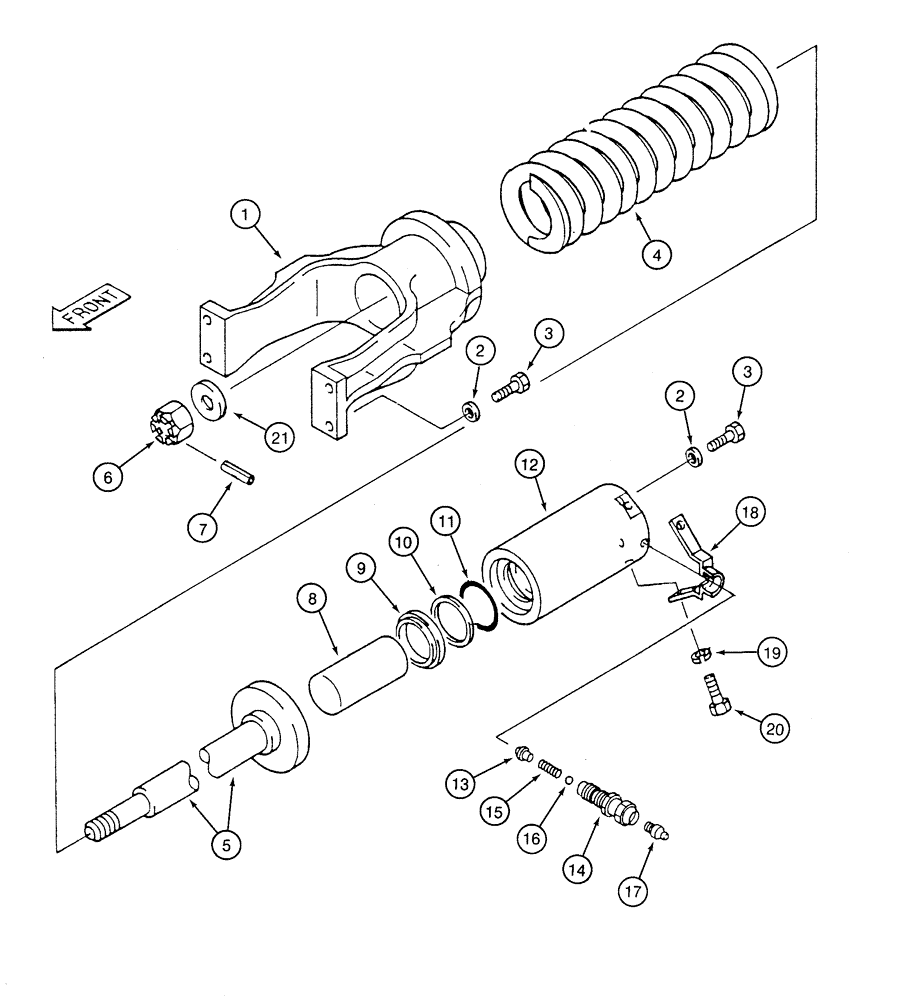 Схема запчастей Case 9020 - (5-08) - TRACK ADJUSTER (11) - TRACKS/STEERING